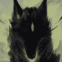 a spooky black wolflike dog