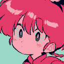 a curious girl with pinkish red hair